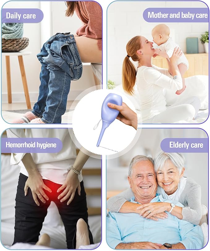 Portable Bidet for Travel & Home Use - Handheld High-Pressure Sprayer 400ml/13.5oz Large Capacity Bottle for Personal Hygiene, Collapsible Quick Fill BPA-Free for Freshness Includes Wall Hook(Purple)