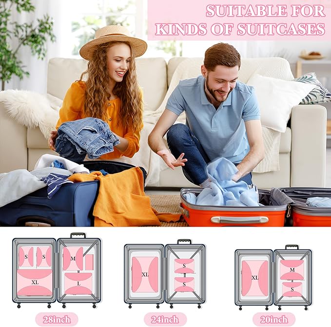 8 Set Compression Packing Cubes for Travel, Packing Cubes Compression Travel Accessories Expandable Packing Organizers for Carry on Luggage Suitcase (Gray)