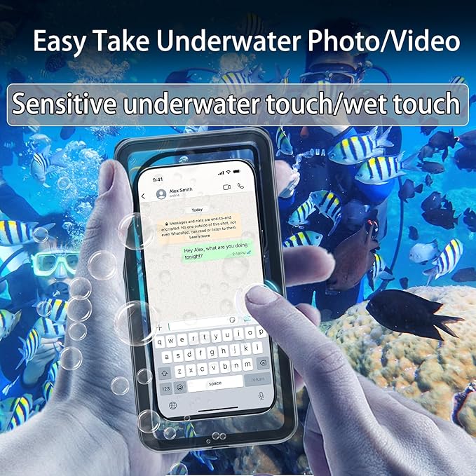 Waterproof Phone Pouch Underwater Protect Bag Wet Touch/Floating Snorkeling/Heavy Duty Hard Phone Case with Lanyard Compatible with iPhone 16 Pro Max/15/14/13 Samsung Galaxy S25-Black