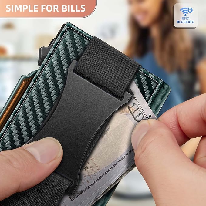 BULLIANT Men Wallet Gift Boxed,Slim Front Pocket Wallet Money Clip Card Holder 3.8"x2.7",Pop-up Access