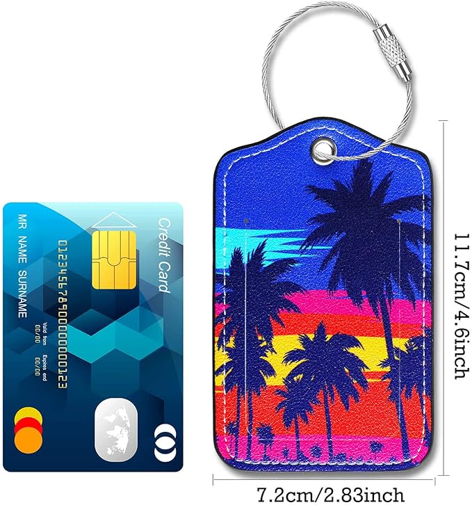 Luggage Tags for Suitcases-Leather Luggage Tag 4 Pack with Loops Cute Bag/Backpack/Suitcase Tags Bulk Travel Essentials for Flying