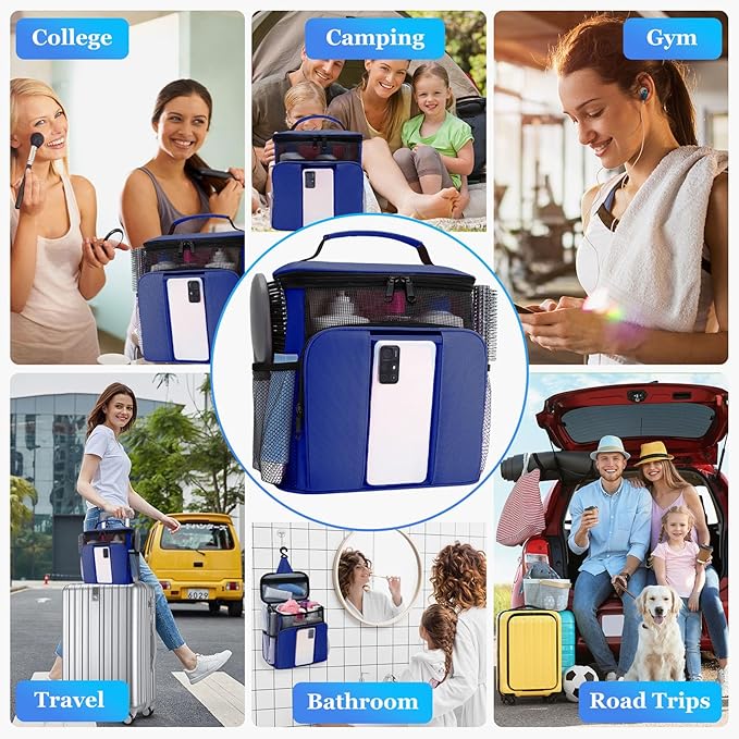 Mesh Shower Caddy,Portable HangingTravel Toiletry Bag Dorm Room Essentials for College Students Girls,Large Makeup Organizer for Full-Sized Toiletries,Travel Essentials for Women Girls Camping Beach
