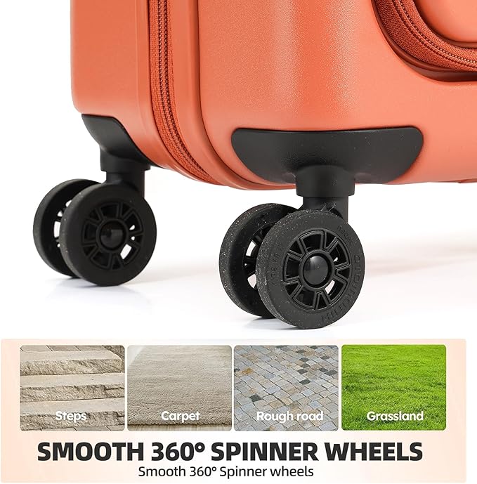 Carry On Luggage, 20Inch & 29 Inch Top Opening Airline Approved ABS+PC Hard Shell Suitcases with Silent Wheels, TSA Lock,Front Pocket and Wet-dry Separated Six-piece Set (AD Orange, 20Inch & 29 Inch)