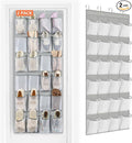 FENTEC 2 Pack Over the Door Shoe Organizer Hanging Shoe Organizer for Closet, Space Saving Mesh Large Pocket Shoe Storage and Organizer with 24 Packets, Shoe Holder for Apartments Garages, Gray