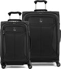 Travelpro Tourlite Softside 2-Piece Set, Expandable Luggage with 4 Spinner Wheels, Lightweight Suitcase, 21" Carry-On, 25" Checked Medium, Black