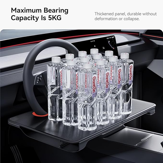 YONZEE 2-in-1 Car Steering Wheel Desk Tray & Car Seat Gap Filler Organizer – Foldable Carbon Fiber Look Table for Laptop, Eating, Writing – Universal Fit for Most Vehicles Orange