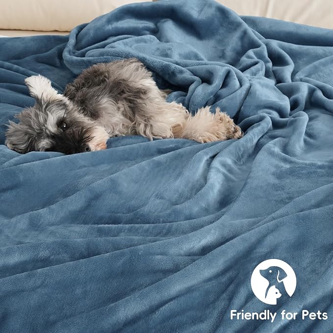 PHF Ultra Soft Fleece Blanket King Size, No Shed No Pilling Luxury Plush Cozy 300GSM Lightweight Blanket for Bed, Couch, Chair, Sofa Suitable for All Season, 108" x 90", Captain's Blue