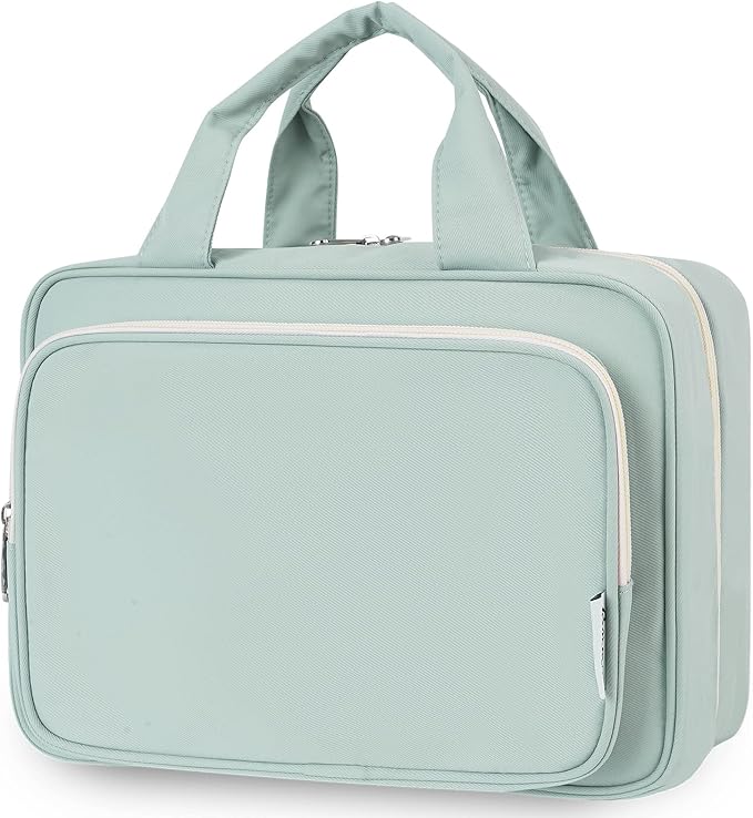 Travel Toiletry Bag for Women Large Hanging Makeup Bag Organizer Toiletries Bag for Full Size Essentials Accessories Cosmetics (Mint Green (Large))