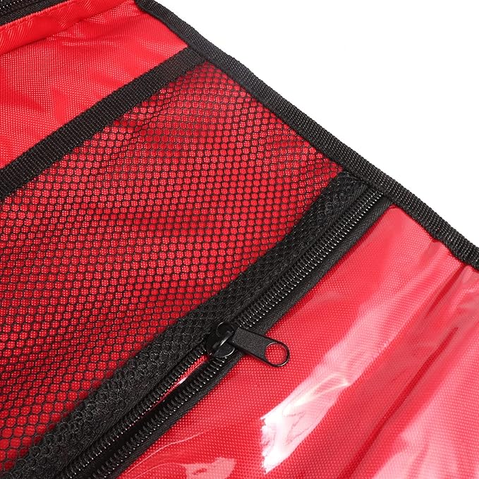 First Aid Bag Tote Empty Small First Aid Kit Bag Outdoor Travel Rescue Pouch First Responder Medicine Bag Pocket Container for Car Home Office Sport Outdoors (Red Foldable Green Print)