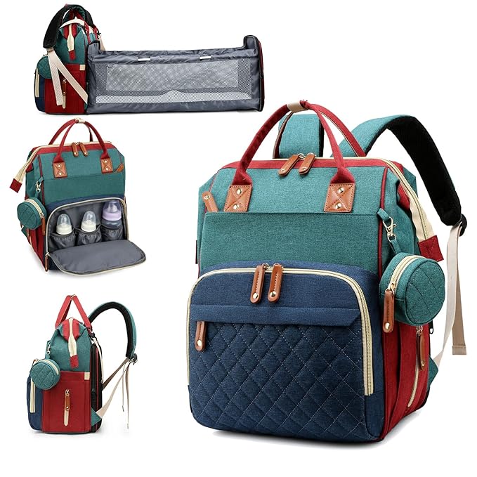 Diaper Bag, Backpack with Changing Station, Waterproof Baby Bag for Boys & Girls, USB Charging Port for Parents, Travel Backpack Baby Essentials & Lovely Baby Shower Gifts, RGB