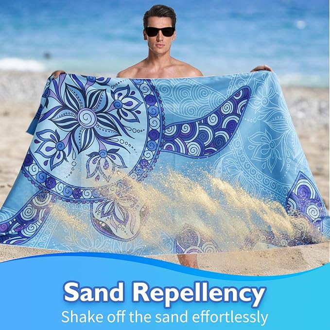 Beach Towels Oversized - 71"x 39" 250GSM Microfiber Beach Towels for Adults, Lightweight Quick Dry Absorbent Compact Sand Free Beach Towel for Swimming Pool, Camping, Yoga, Travel(Boho)