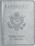 Passport and Vaccine Card Holder Combo, Passport Holder with Vaccine Card Slot, Passport Wallet, Passport Cover, Passport Case, Passport Holder for Women and Men(AJ-grey)