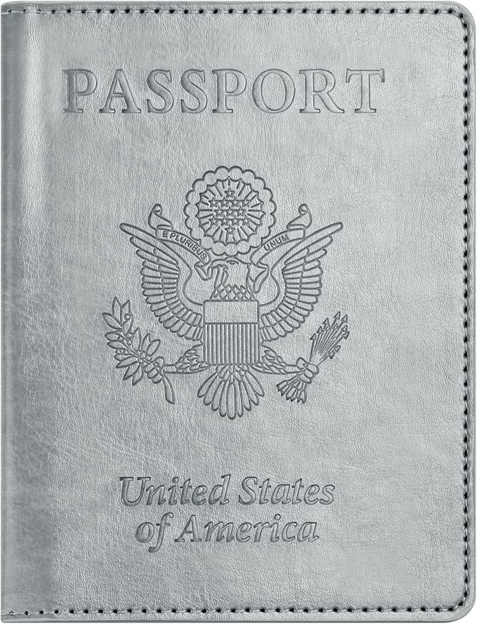 Passport and Vaccine Card Holder Combo, Passport Holder with Vaccine Card Slot, Passport Wallet, Passport Cover, Passport Case, Passport Holder for Women and Men(AJ-grey)