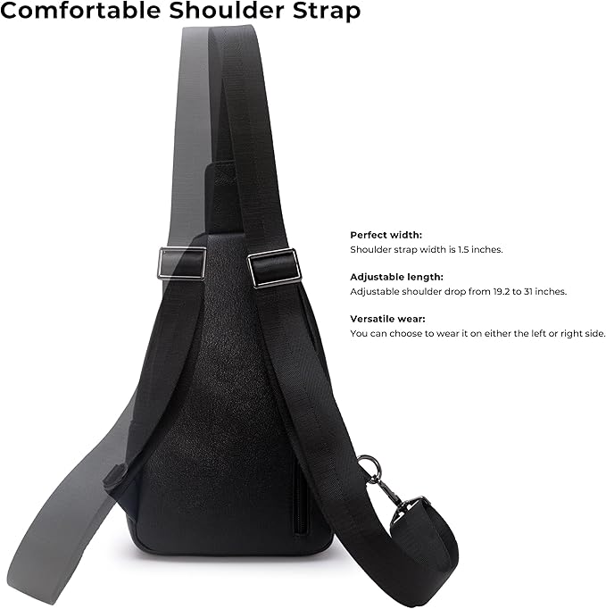 Alldaily Large Sling Bag for Women Crossbody Purse Leather Fashionable Trendy Chest Bag for Travel, Fanny Pack (Black)