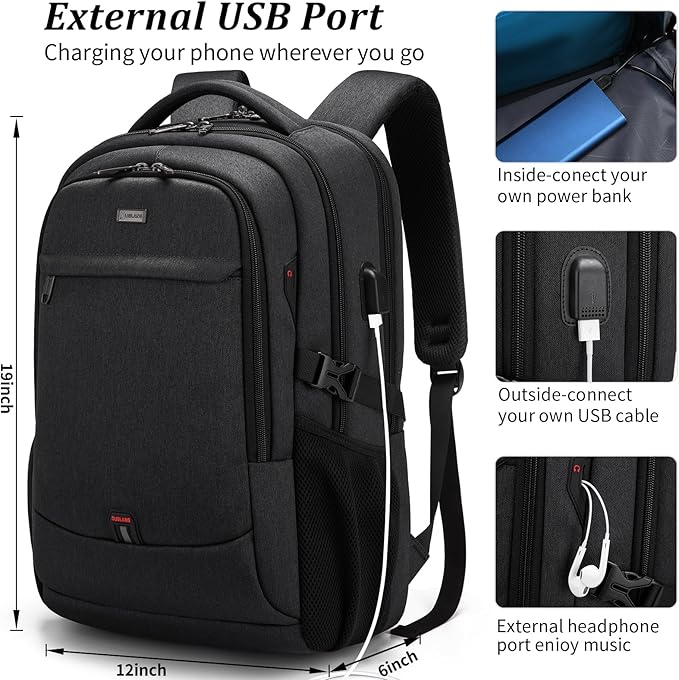 DUSLANG 17 Inch Laptop Backpack for Travel Water Resistant College Backpack for Women Laptop Bag with USB Charging Port,Red A