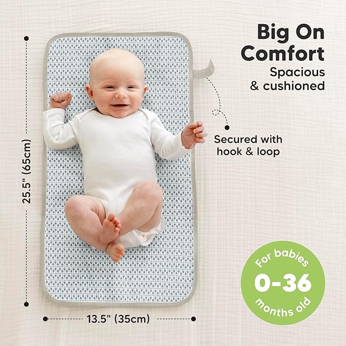 KeaBabies Portable Diaper Changing Pad, Easy Wipe Clean - Foldable Waterproof Baby Changing Mat for Diaper Bag, Compact, Lightweight, 25x13 Baby Changer Travel Essential, Machine Washable (Prairie)