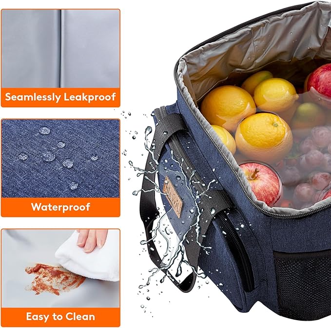 Lifewit Large Lunch Bag Insulated Lunch Box Soft Cooler Cooling Tote for Adult Men Women, Dark Blue 24-Can (15L)
