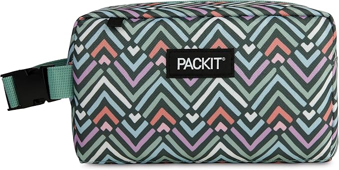 PackIt Freezable Snack Box, Diamond Chevron, Built with ECOFREEZE Technology, Collapsible, Zip Closure with Buckle Handle, Designed For Work Snacks, Fresh Snacks On the Go, Adults, and All Ages