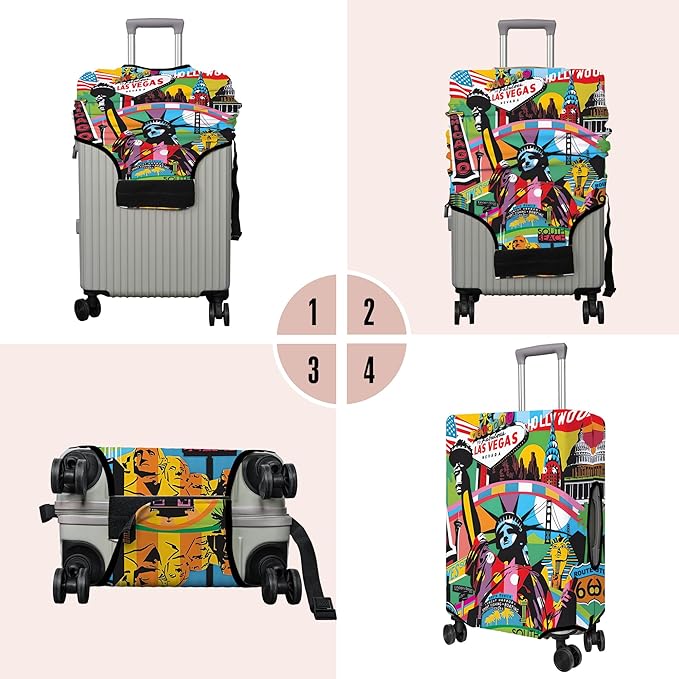 Travel Luggage Cover Suitcase Protector Fits 18-32 Inch Wheel Covers PatternedTravel Related Items Flower Luggage Protector Elastic M