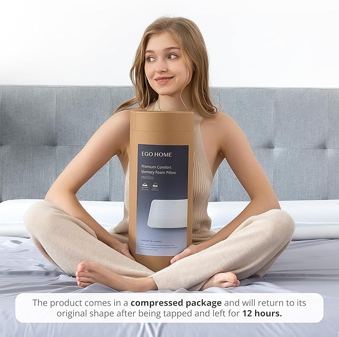 EGOHOME Cooling Memory Foam Pillow for Neck and Shoulder Pain,Two Firmness with Washable & Reversible Cover, Standard Size,1 Pack 4",CertiPUR-US