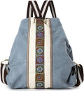 Goodhan Women Canvas Backpack Daypack Casual Shoulder Bag, Vintage Heavy-duty Anti-theft Travel Backpack (Blue Grey)