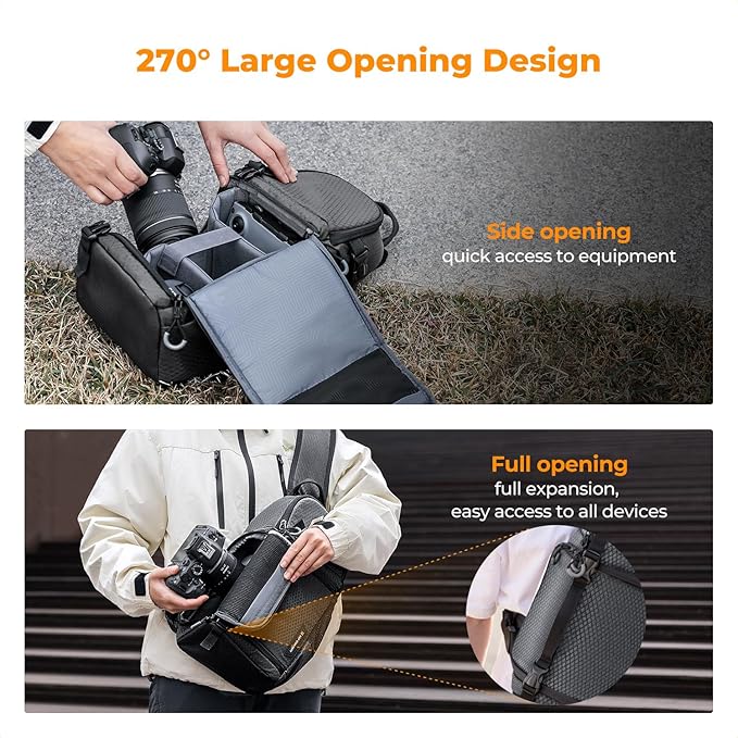K&F CONCEPT Camera Sling Bag Crossbody Bag Camera Shoulder Backpack DSLR/SLR/Mirrorless Photography Bags Compatible with Canon/Nikon/Sony/Fuji/Gopro/DJI