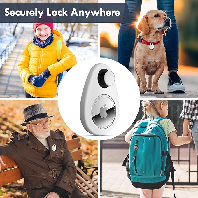 for Airtag Holder for Kids Hidden 2 Pack GPS Tracker Case, Anti-Removal Security Air Tag Case with Pins, GPS Cover Suitable for Children, Elderly, Pets, Backpack, Luggage (Black, White)