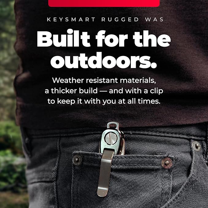 KeySmart Rugged - Multitool Key Holder for Keychain w/Bottle Opener and Pocket Clip, Organizer for Keys, EDC Keychains, Ring for Car Fobs Key Chains, Expandable (Up to 14 Keys, Titanium)