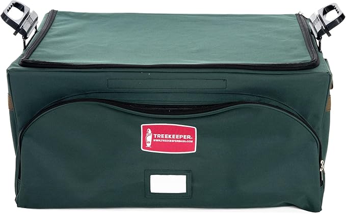 TreeKeeper Stack & Lock™ Adjustable Christmas Ornament Storage Box Holds 48 Ornaments up to 6 Inches Tall by Any Width/Length, 2 Removable Trays with Moving Dividers