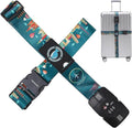 Travelkin Luggage Straps TSA Approved - Adjustable Cross Suitcase Straps with TSA Lock, Reinforced Buckle, Unique Pattern - Secure Heavy Duty Luggage Straps for Travel (Green)