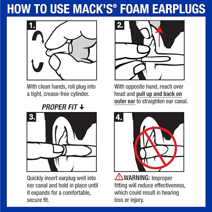 Mack’s Ultra Soft Foam Earplugs, 7 Pair + Case – 33 dB Highest NRR, Comfortable Ear Plugs for Sleeping, Snoring, Travel, Concerts, Studying and Noise