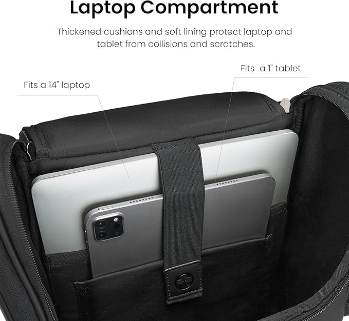 CROSSGEAR Casual Daypack Backpack, Lightweight, Shock-absorbing Padding Strap, Breathable Back, Work Business Laptop Backpack for Men, Multi-Pocket, Water-resistant, 14” Laptop Compartment, 24L