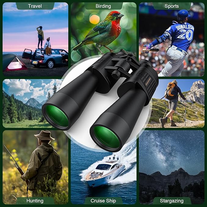 20x70 Binoculars for Adults High Powered - Aurosports HD Binoculars with Clear Low Light Vision - BAK4 Prism Large View for Bird Watching Hunting Travel Outdoor Sports Cruise