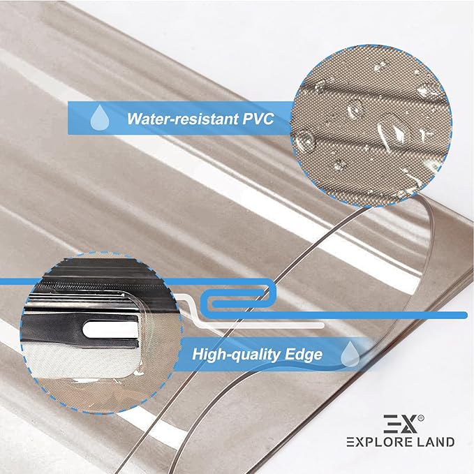 Explore Land Clear Luggage Cover Tough Protector Fits for 27-29 Inches Suitcase for Travel Airplane (PVC Gray, L)