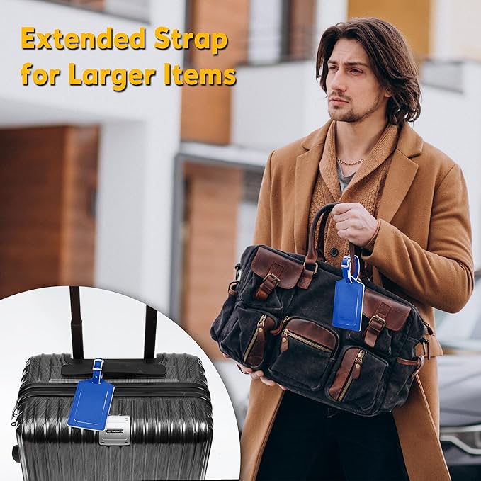 Travelambo Luggage Tags for Suitcases Faux Leather Privacy Protection 20 Pack Bag Tags Travel Accessories Essential, Fresh Blue