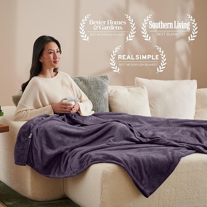Bare Home Fleece Blanket - King Size - Ultra-Soft Lightweight for Bed, Sofa, and Couch - Luxury Microplush - Cozy Warm Blanket (King, Eggplant)