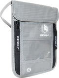 VENTURE 4TH Passport Holder Neck Wallet with RFID Blocking Nylon Lining - Hidden Neck Pouch for Travel (Silver)