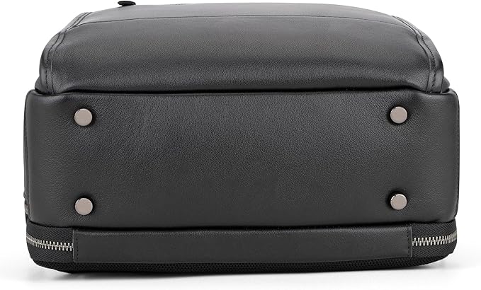Tzowla Leather Laptop Backpack, Bag for Men and Women,Business Travel Work Rucksack Fits 15.6 Inch Laptop,Bookbag with USB and Type-C Charging Port-Black