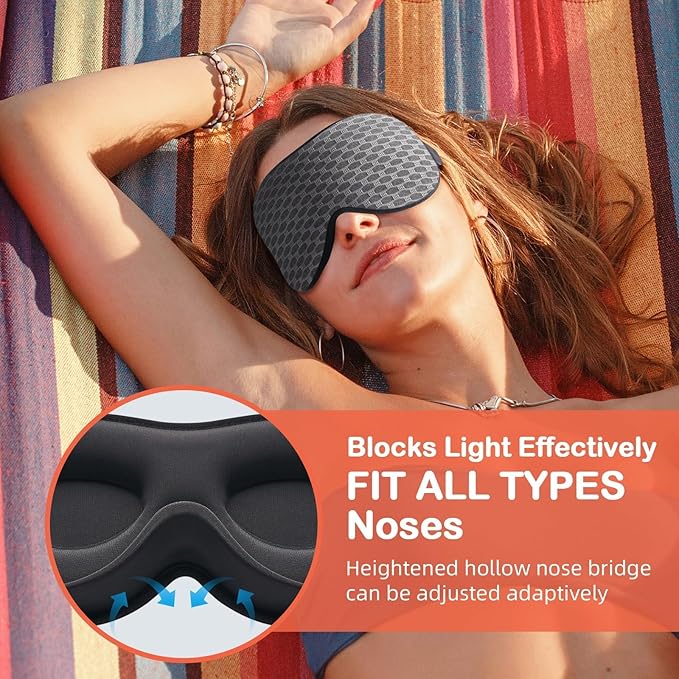 INNELO 3D Contoured Sleep Mask for Side Sleepers - 100% Light Blocking Sleeping Mask for Men & Women, Soft and No Pressure on Eyes - Airplane Blindfold, Night Eye Cover for Travel, Nap, Yoga - Grey