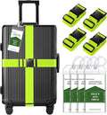 8 Pack Luggage Straps and Cruise Luggage Tags Set (4 Straps, 4 Wide Tags), Luggage Straps for Suitcases TSA Approved Suitcase Tags, Green