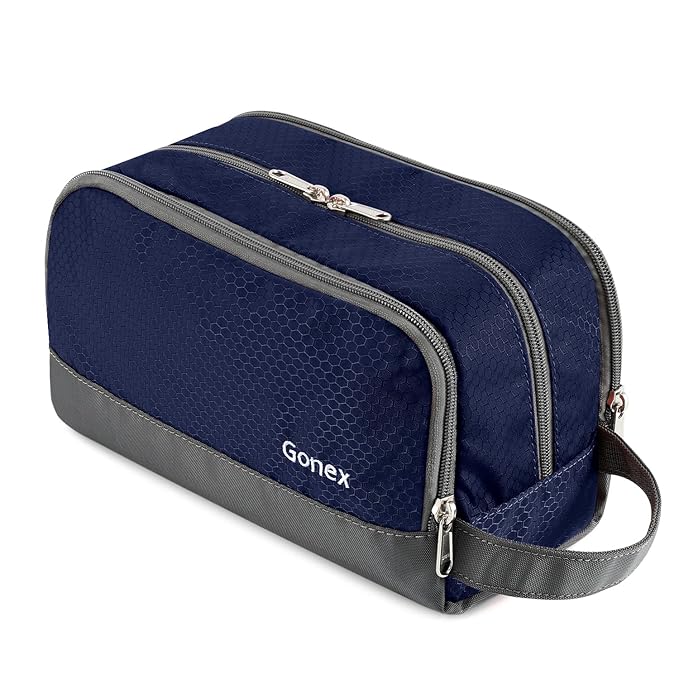 Gonex Travel Toiletry Bag Nylon, Dopp Kit Shaving Bag Toiletry Organizer Deep Blue