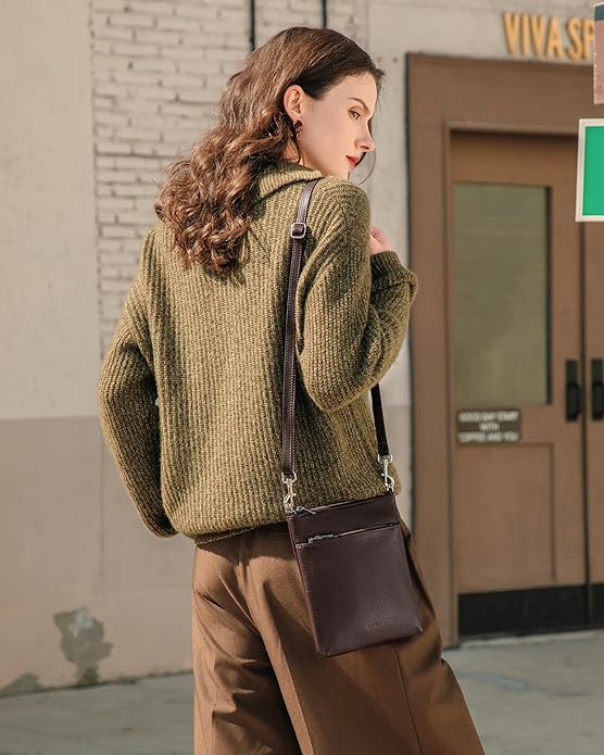 befen Genuine Leather Small Crossbody Purses for Women Travel Cross Body Bags Lightweight with Adjustable Shoulder Strap