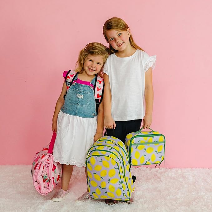 Wildkin Kids Insulated Lunch Box – Durable and Reusable for School & Travel - Lilac Lemonade