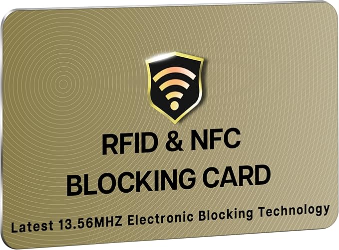 SaiTech IT RFID Cards, 5 Pack One Card Protects Entire Wallet Purse For Men & Women, NFC Contactless Bank Debit Credit Card Protector ID ATM Guard Card – Golden