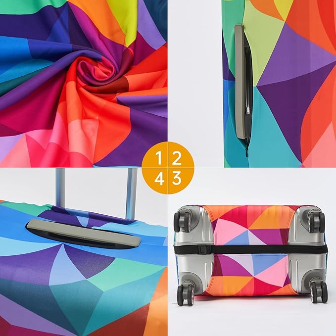 Travelkin Luggage Covers For Suitcase Tsa Approved,Suitcase Cover Protector Fit 18-32 Inch Luggage (Colorful Geometry, L)