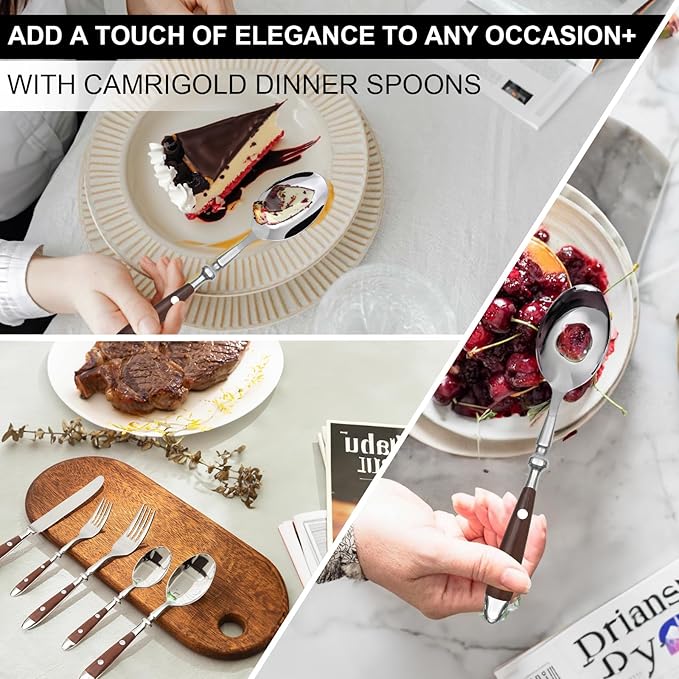 20-Piece Silverware Set for 4, High-end Everyday Flatware Set, Wood Grain Color Handles Cutlery Set, Retro Stainless Steel Forks and Spoons, Utensil Sets for Home Restaurant, Dishwasher Safe