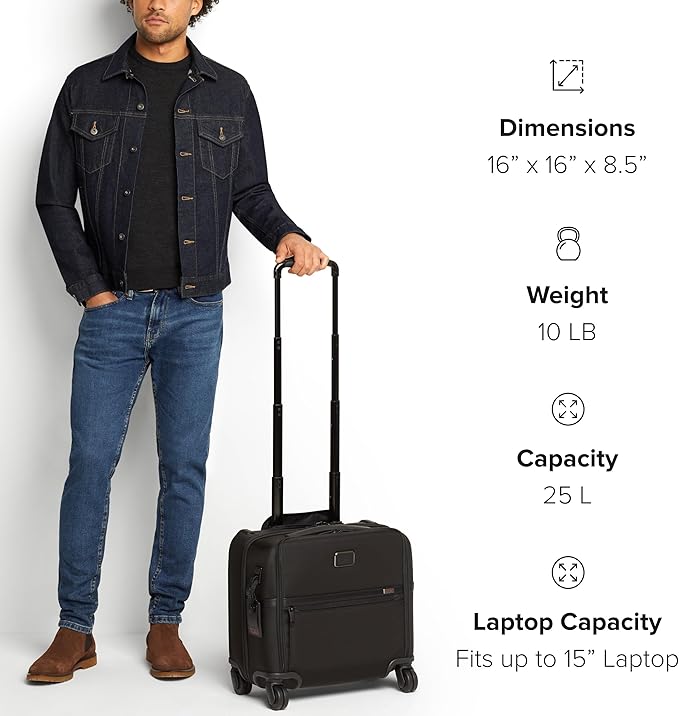 TUMI - Alpha Compact 4 Wheeled Brief - Laptop Bag for Commuting & Travel - Rolling Briefcase & Computer Bag - Use as Carry On