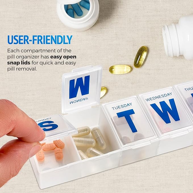 MEDca Weekly Pill Organizer, 7-Day Pill Planner Extra Large