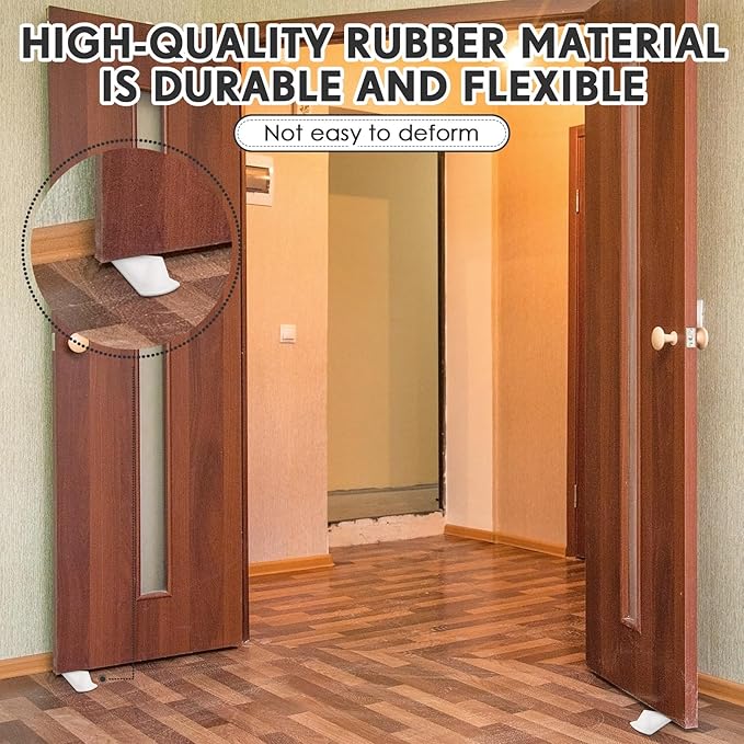Frienda 12 Pcs Jumbo Door Stoppers Heavy Duty Door Stopper Tall up to 2inch Tall Wedge TPR Large Wedge Stackable Big Rubber Doorstop for Hotel Carpet Hardwood Concrete and Tile (White)