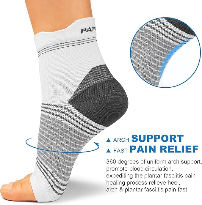 PAPLUS Ankle Brace Compression Socks (6 Pairs) for Men and Women. Plantar Fasciitis Socks with Foot Arch Support for Pain Relief